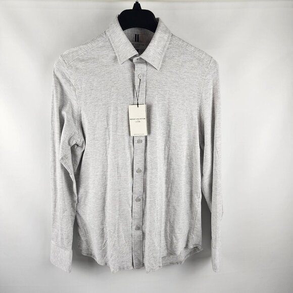 Report Collection Men Medium Gray Lux Knit 4-Way Stretch L/S Button Up NWT - Picture 1 of 8